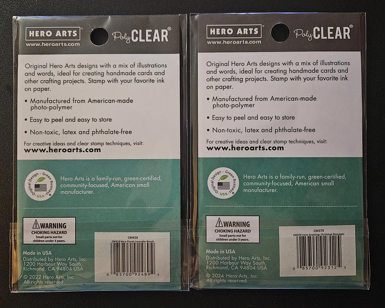 Pair of Hero Arts Greetings Clear Stamps 3"X 4"-Christmas Messages & Florals Lavendar Bunch
