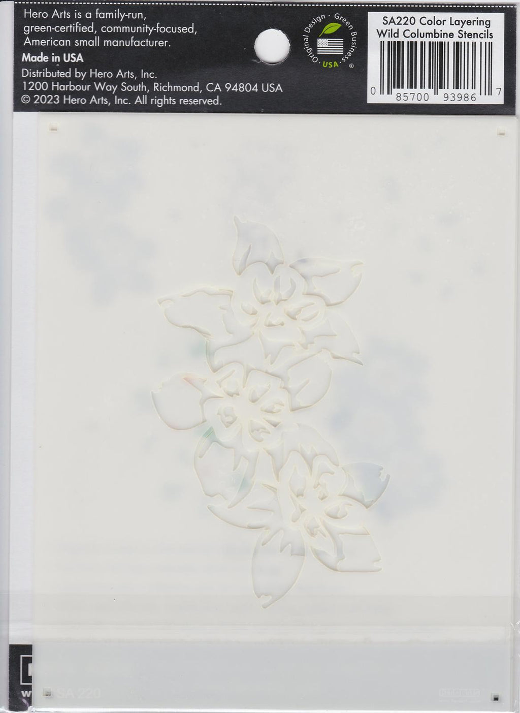 SA220 Wild Columbine Stencils Color Layering Hero Arts 085700939867 NIP