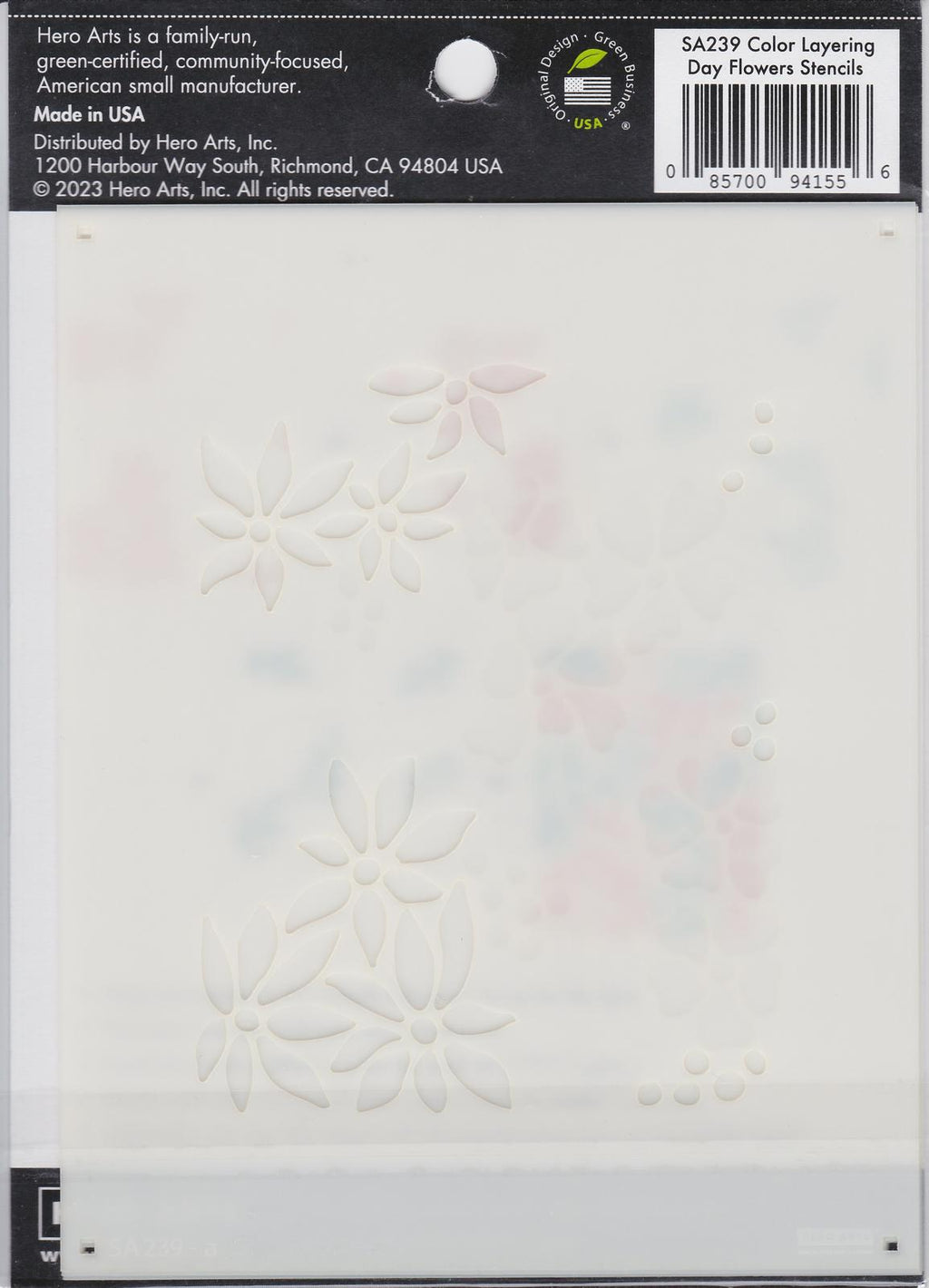SA239 Day Flowers Stencils Color Layering Hero Arts 085700941556