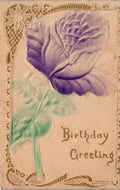 Postcard Birthday Greetings Lavender Rose Airbrushed PM Emery NEB MAR 5 1910