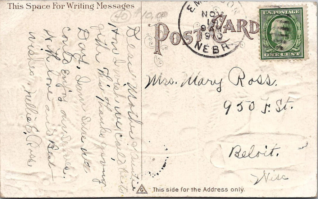 Postcard Happy Thanksgiving When the Silver Moon Shines on So Dear 1910 embossed