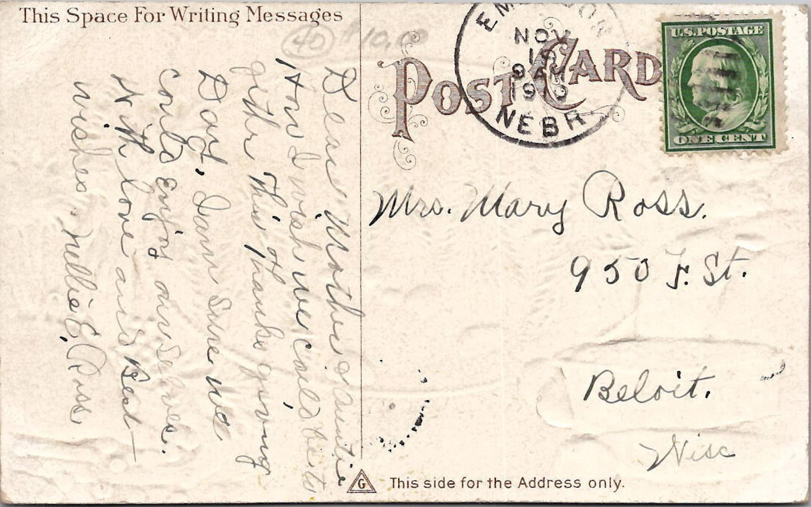 Postcard Happy Thanksgiving When the Silver Moon Shines on So Dear 1910 embossed