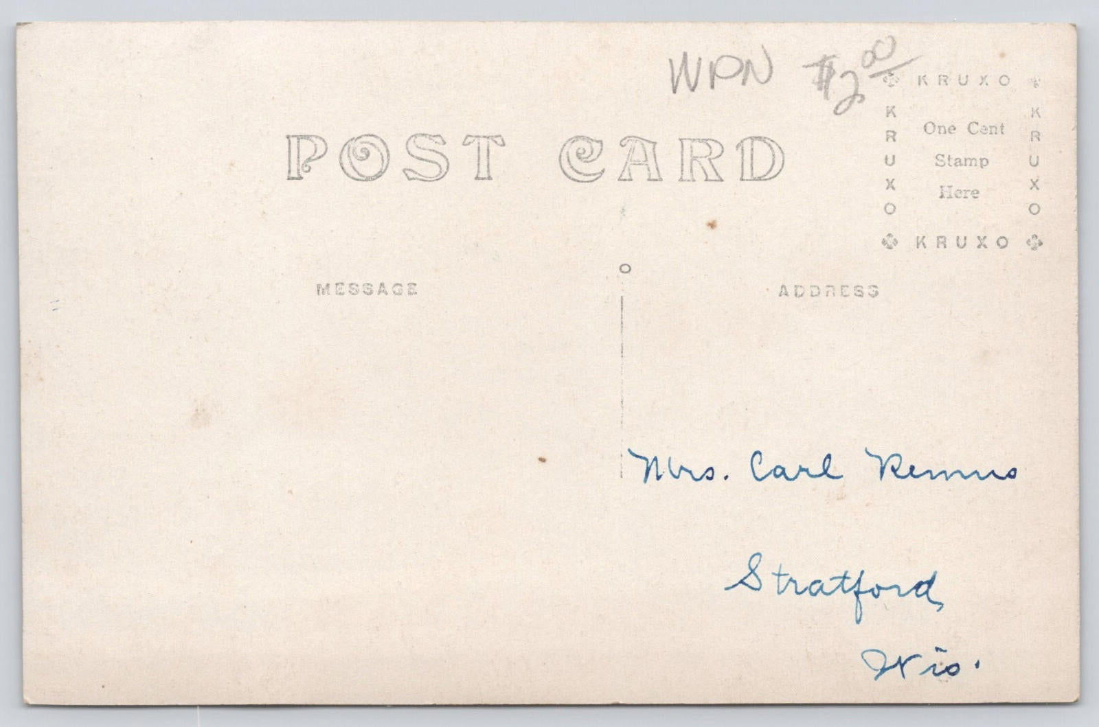 Postcard RRPC Young Girl at Podium Stand Real Photo Kruxo Stamp Box
