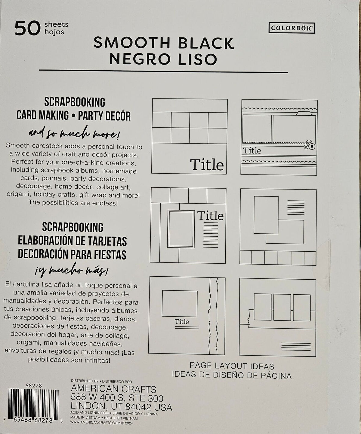 Colorbok Solid Tuxedo Black Smooth Cardstock Pad 8.5 X11  121 Lb 50 Sheets