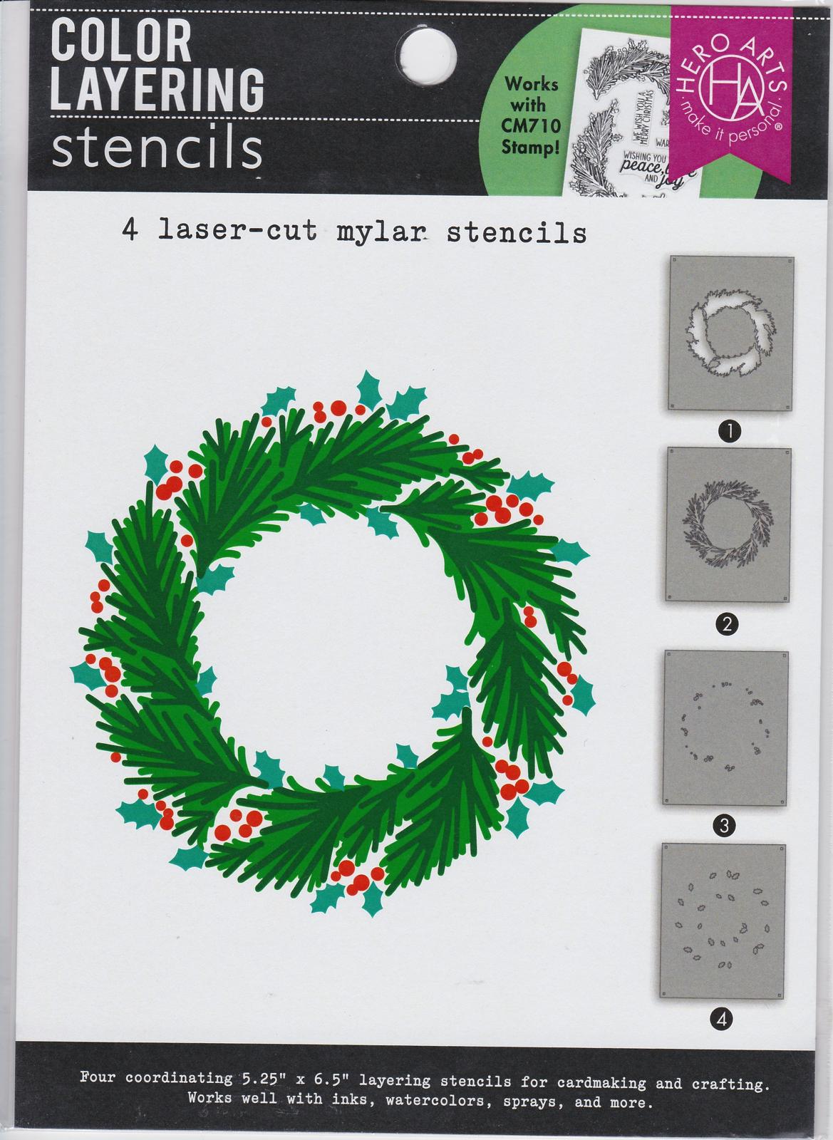 SA199 Wreath Stencils Color Layering Hero Arts 085700937979