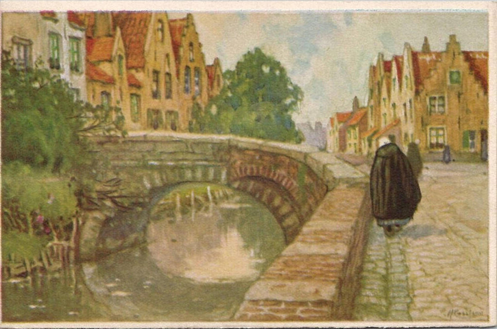 Red Star Line Postcard Signed H Cassiers Alongside A Canal Bruges Belgium UNP