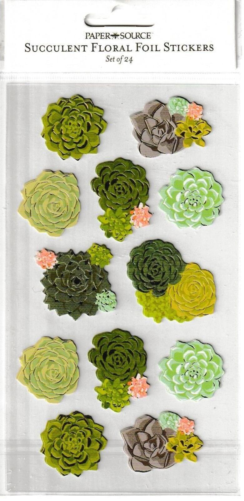 Succulent Floral Foil Stickers Set of 24