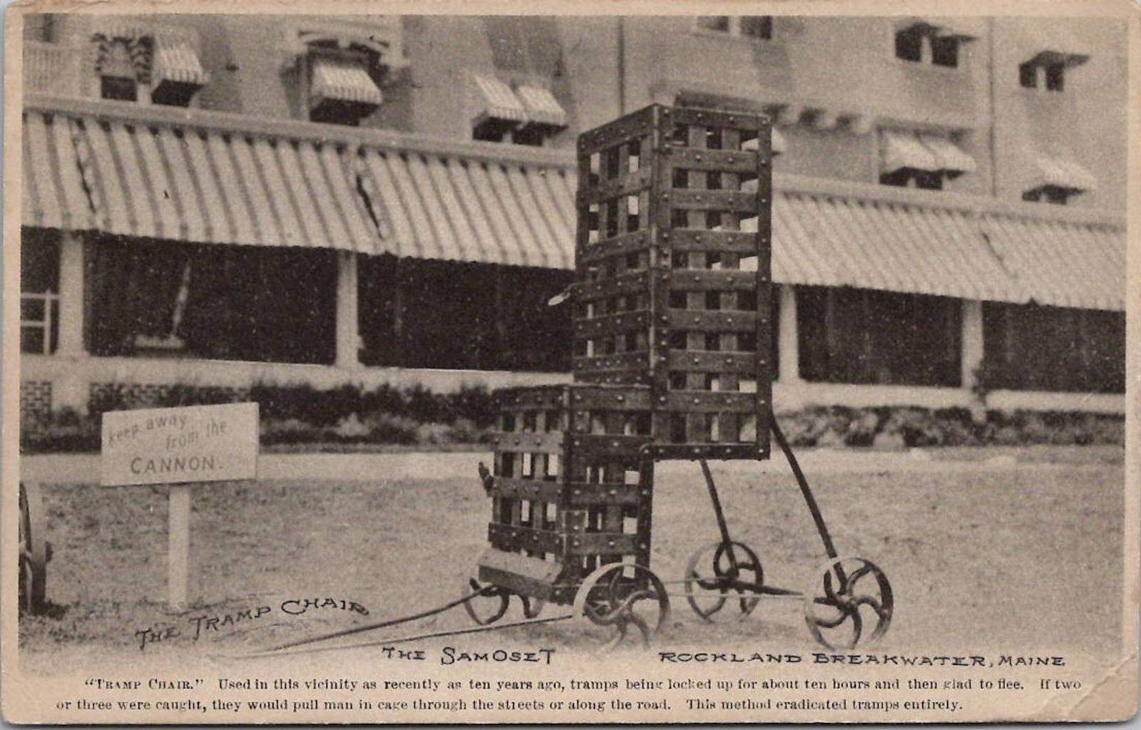 Postcard The Tramp Chair SamOset Rockland Breakwater Maine Albertype Shaming