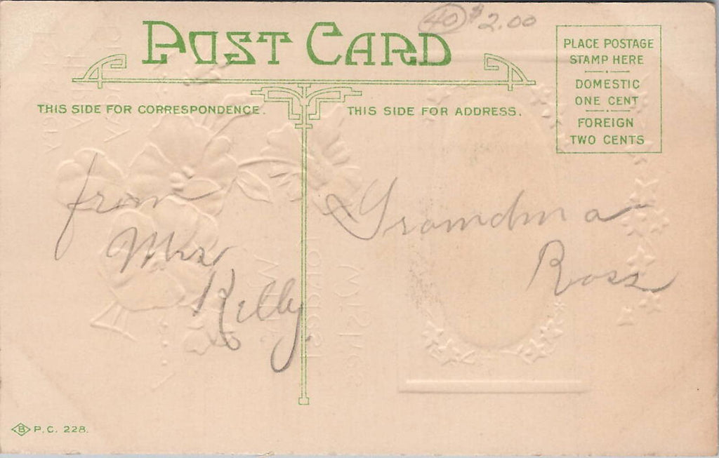Postcard For A Very Happy Birthday With Fondest Wishes Antique Embossed 228