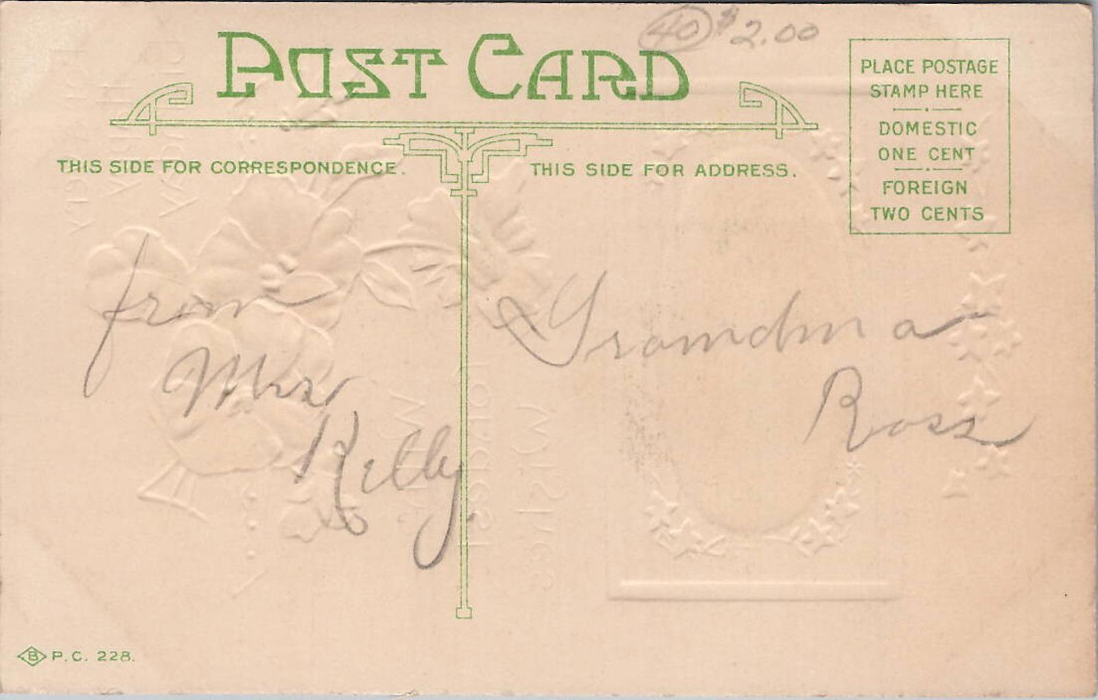 Postcard For A Very Happy Birthday With Fondest Wishes Antique Embossed 228