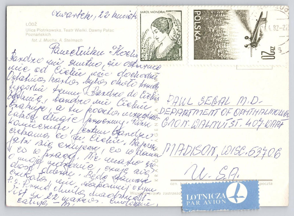 Postcard Lodz Polaska Buildings Automobiles Vintage Poland