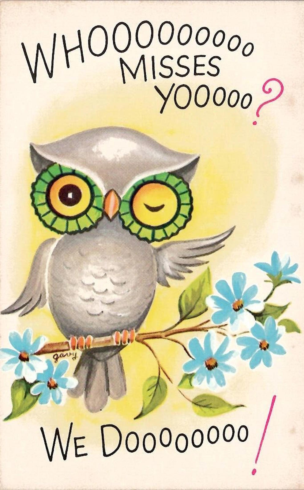 Postcard Whooooooooo Misses Yooooo? We Doooooooo! We Miss You Owl