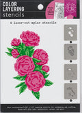 SA190 Peonies Bunch Stencils Color Layering Hero Arts 085700934732