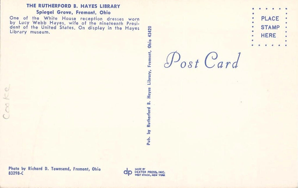 Postcard White House Reception Dress Lucy Webb Wife of Rutherford B Hayes UNP