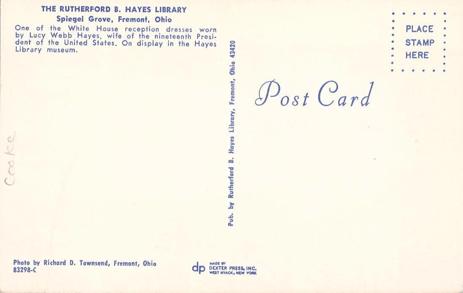 Postcard White House Reception Dress Lucy Webb Wife of Rutherford B Hayes UNP