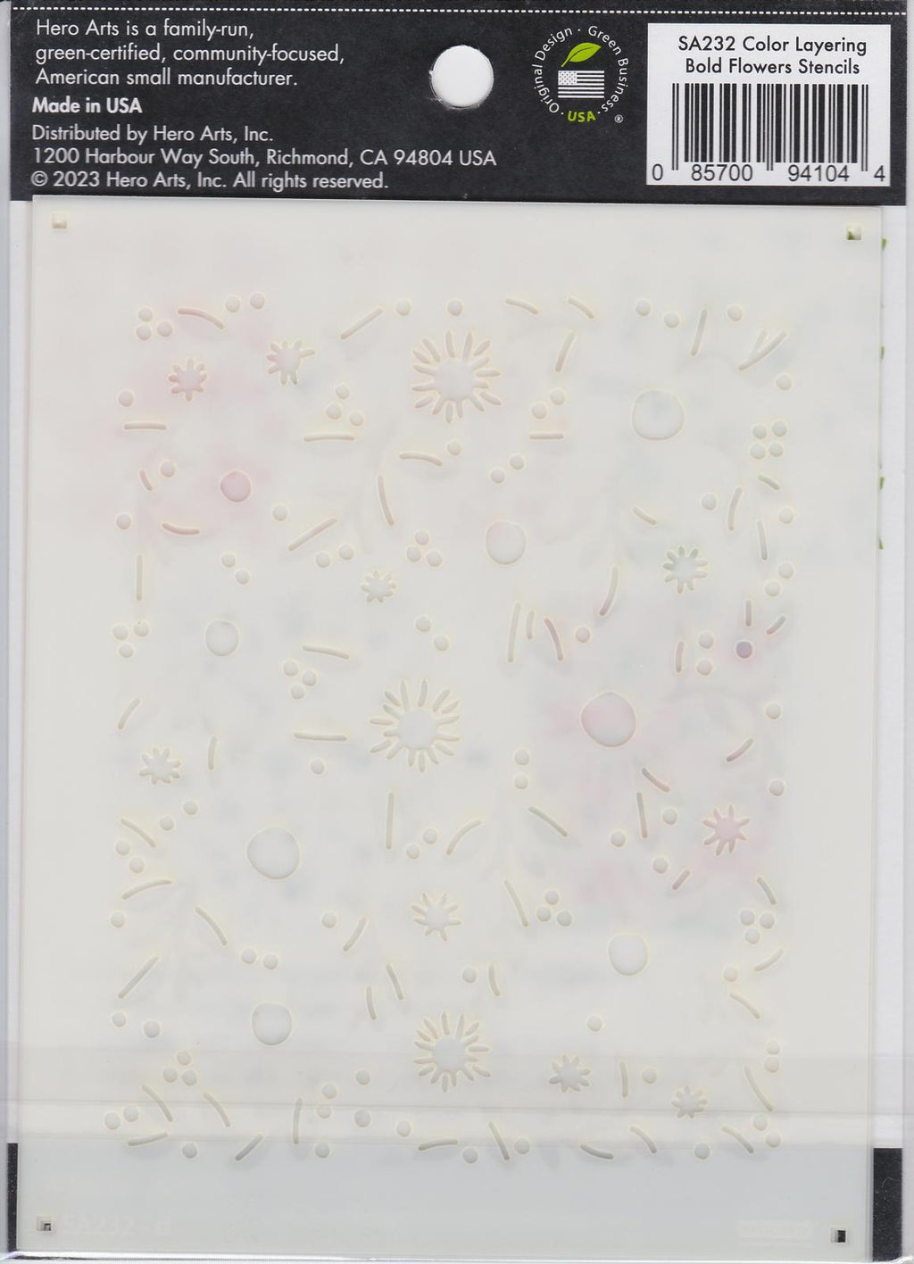 SA232 Bold Flowers Stencils Color Layering Hero Arts 085700941044 NIP