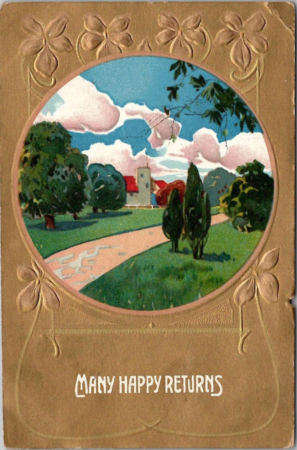Postcard Many Happy Returns PM 1908 Waterloo Wis