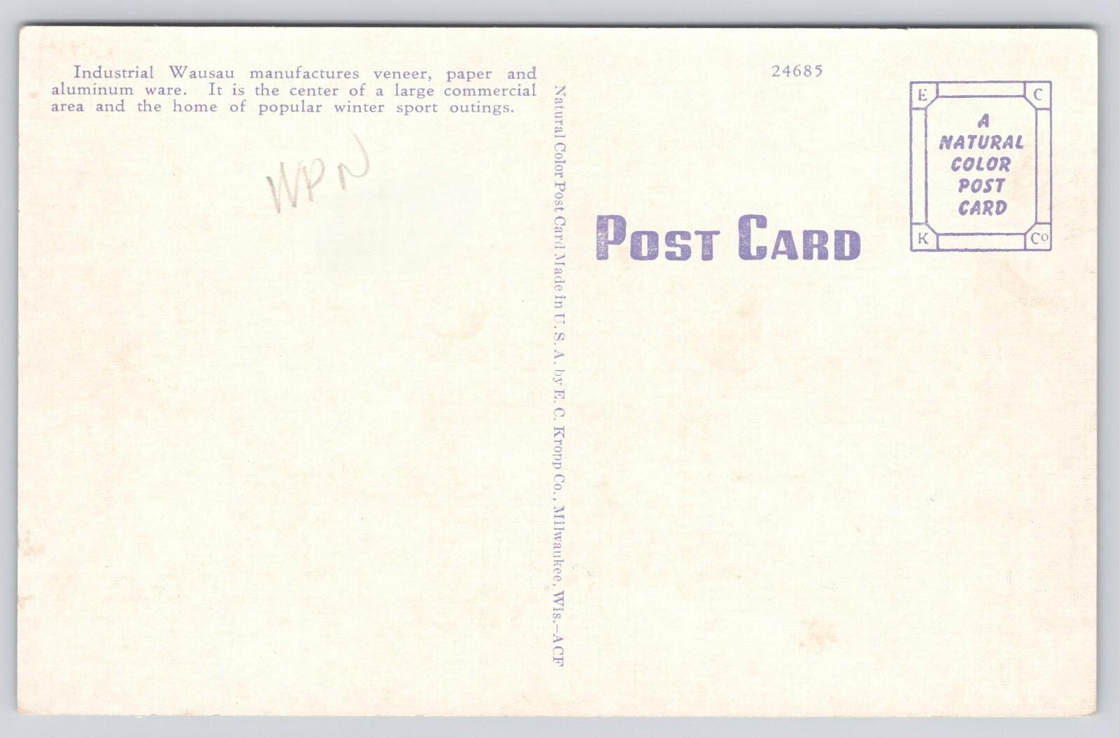 Postcard City Hall Wausau Wis 38 Industrial Natural Color Linen UNP