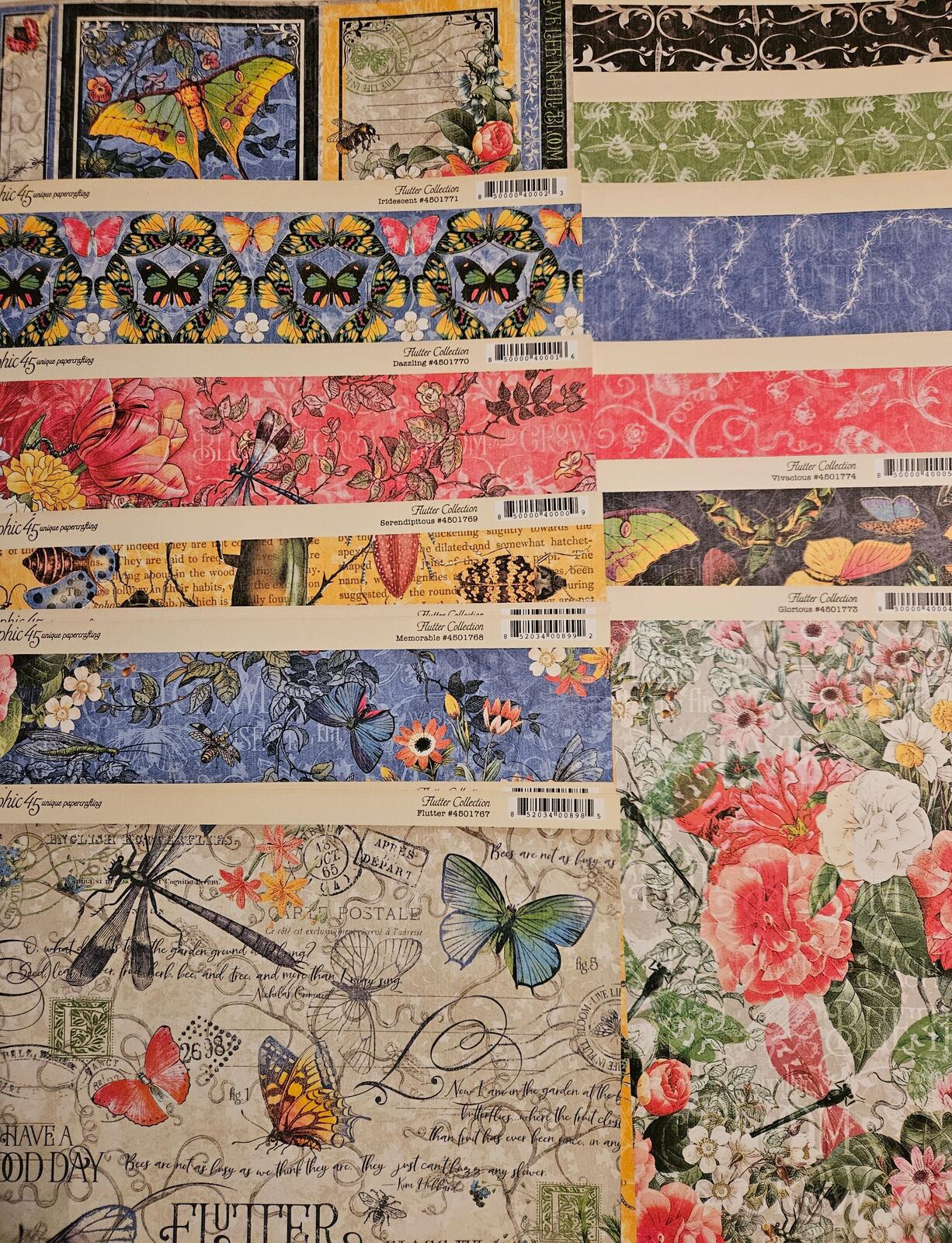 Graphic 45 Flutter 12x12 Keepsake Edition Paper Stickers Ephemera pack & Die Set