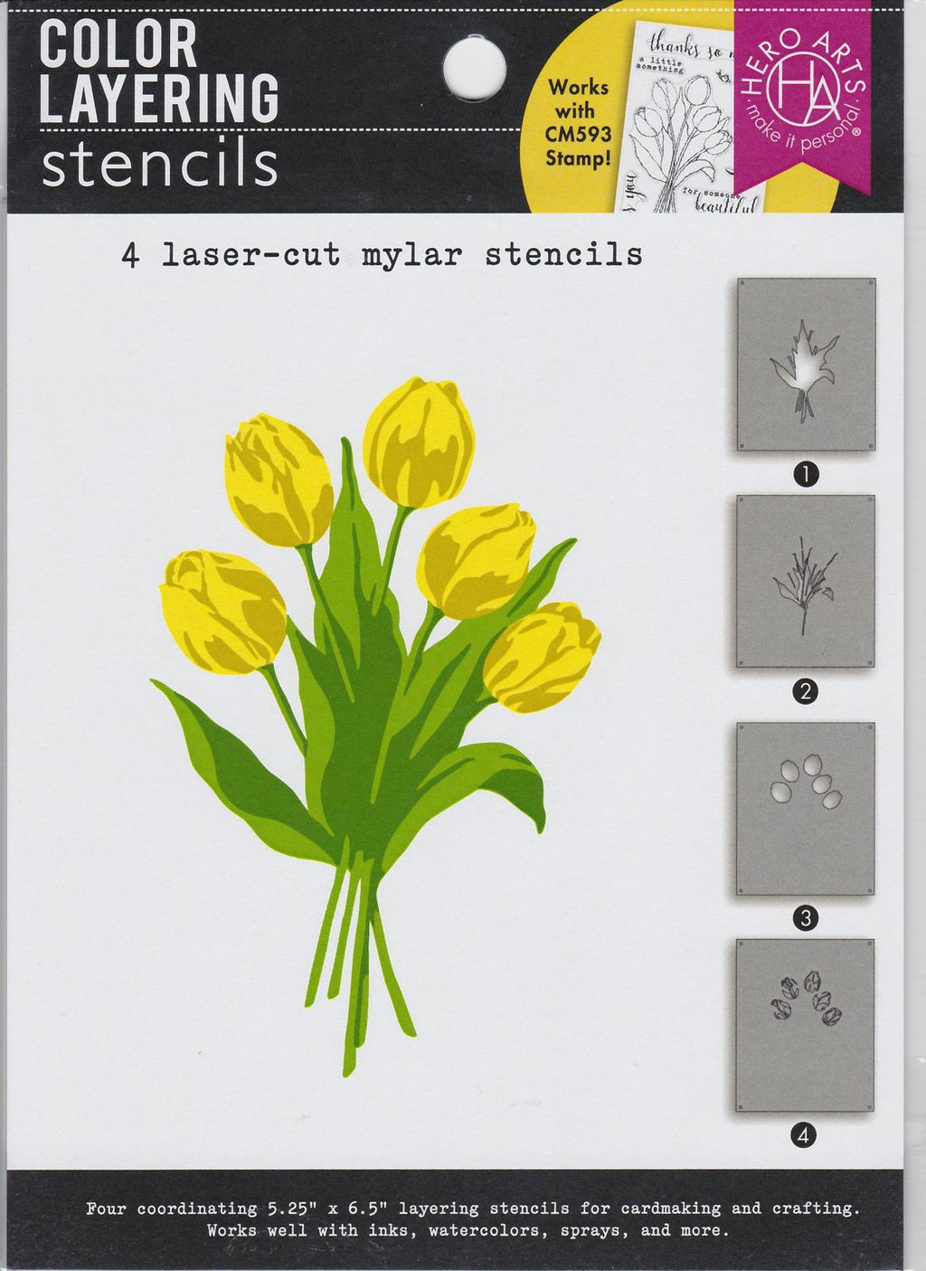 SA188 Tulip Bouquet Stencils Color Layering Hero Arts 085700934497