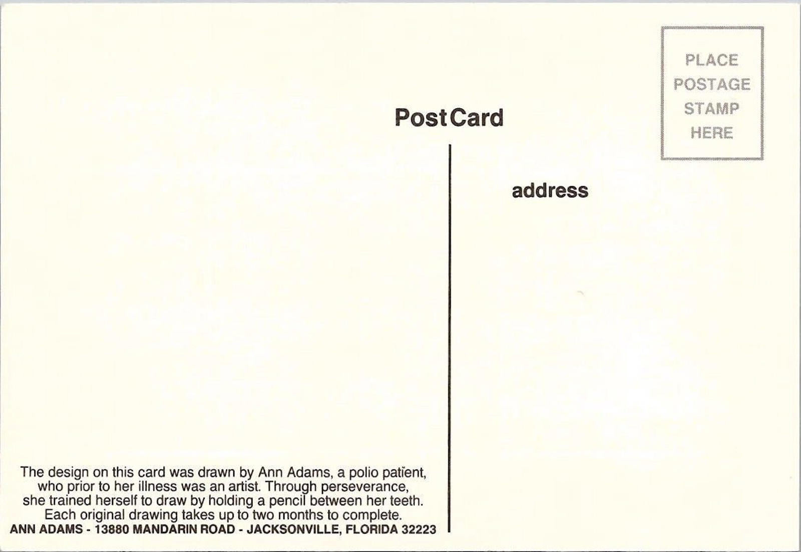 Postcard Drawn Kitten & Butterfly Art Reprint Ann Adams Polio Patient Signed
