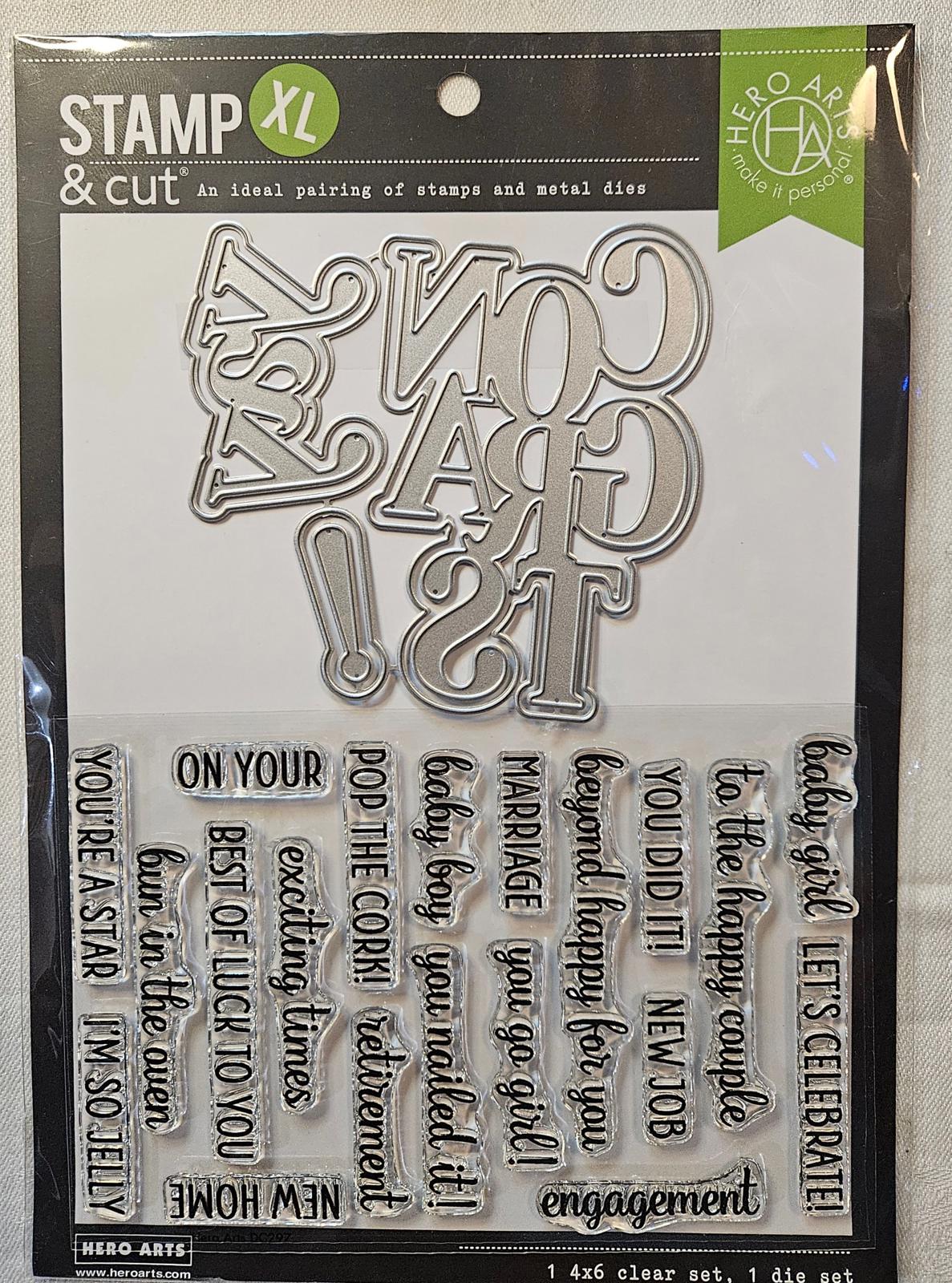 DC297 Hero Arts Congrats & Yay Stamp & Cut XL