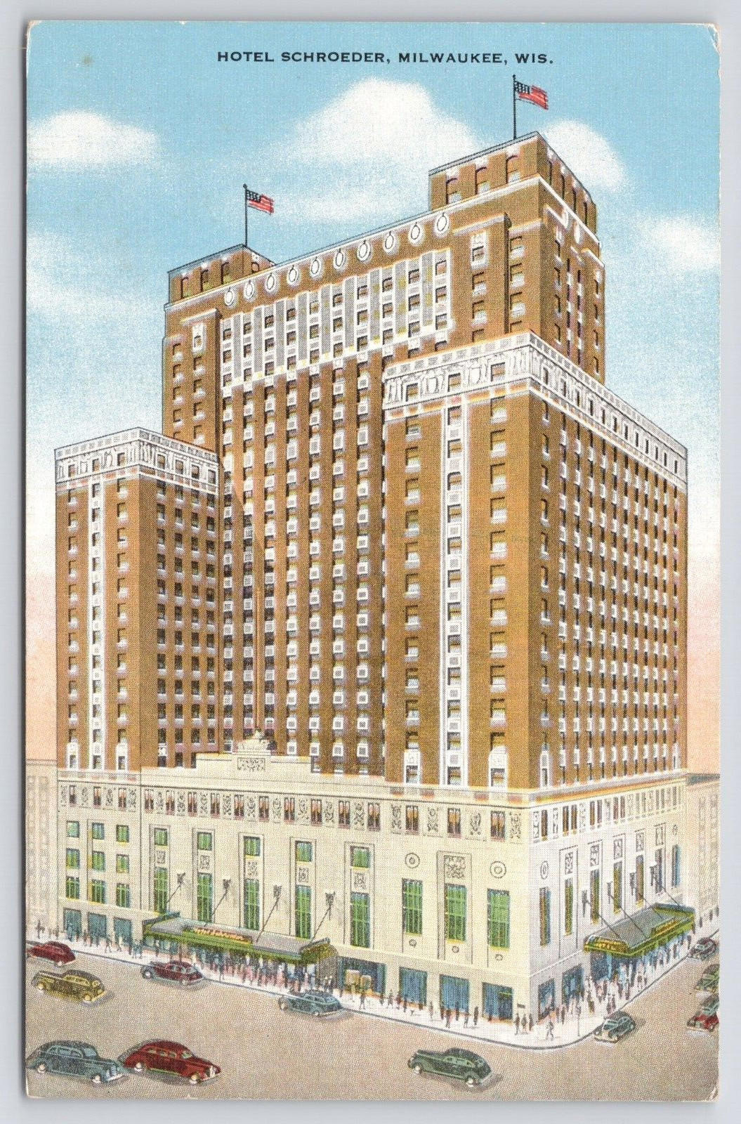 Postcard Hotel Schroeder Fascinating View Beautiful Milwaukee Wis EC Kropp