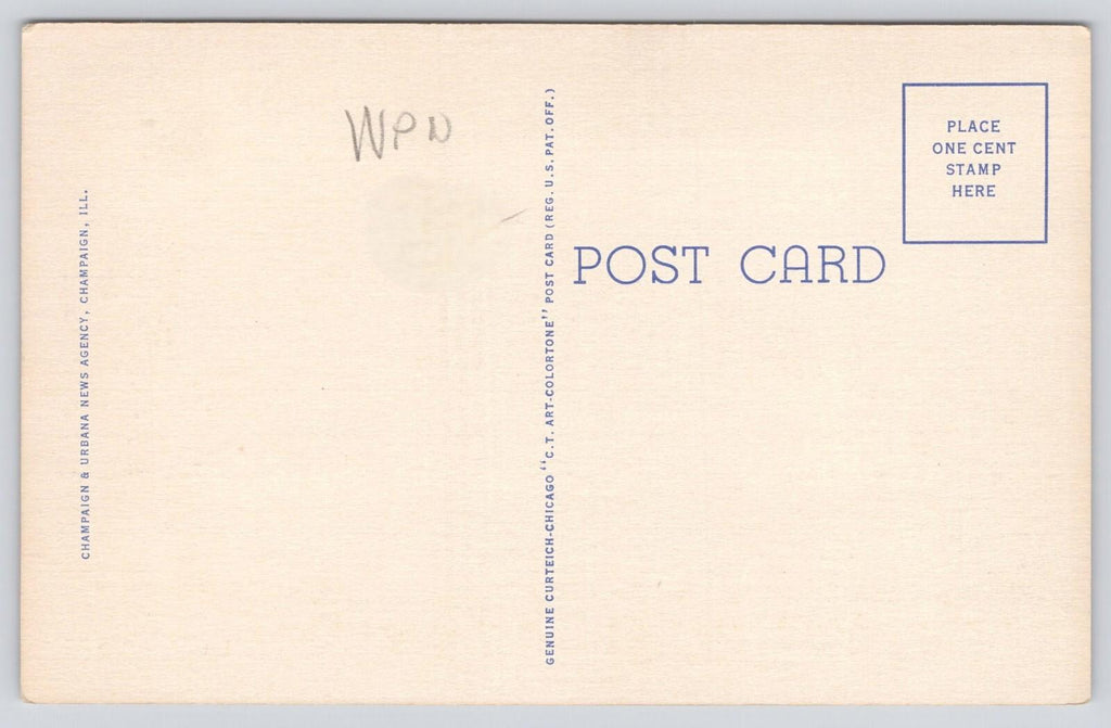 Postcard City Building Champaign ILL  Curteich Linen UNP