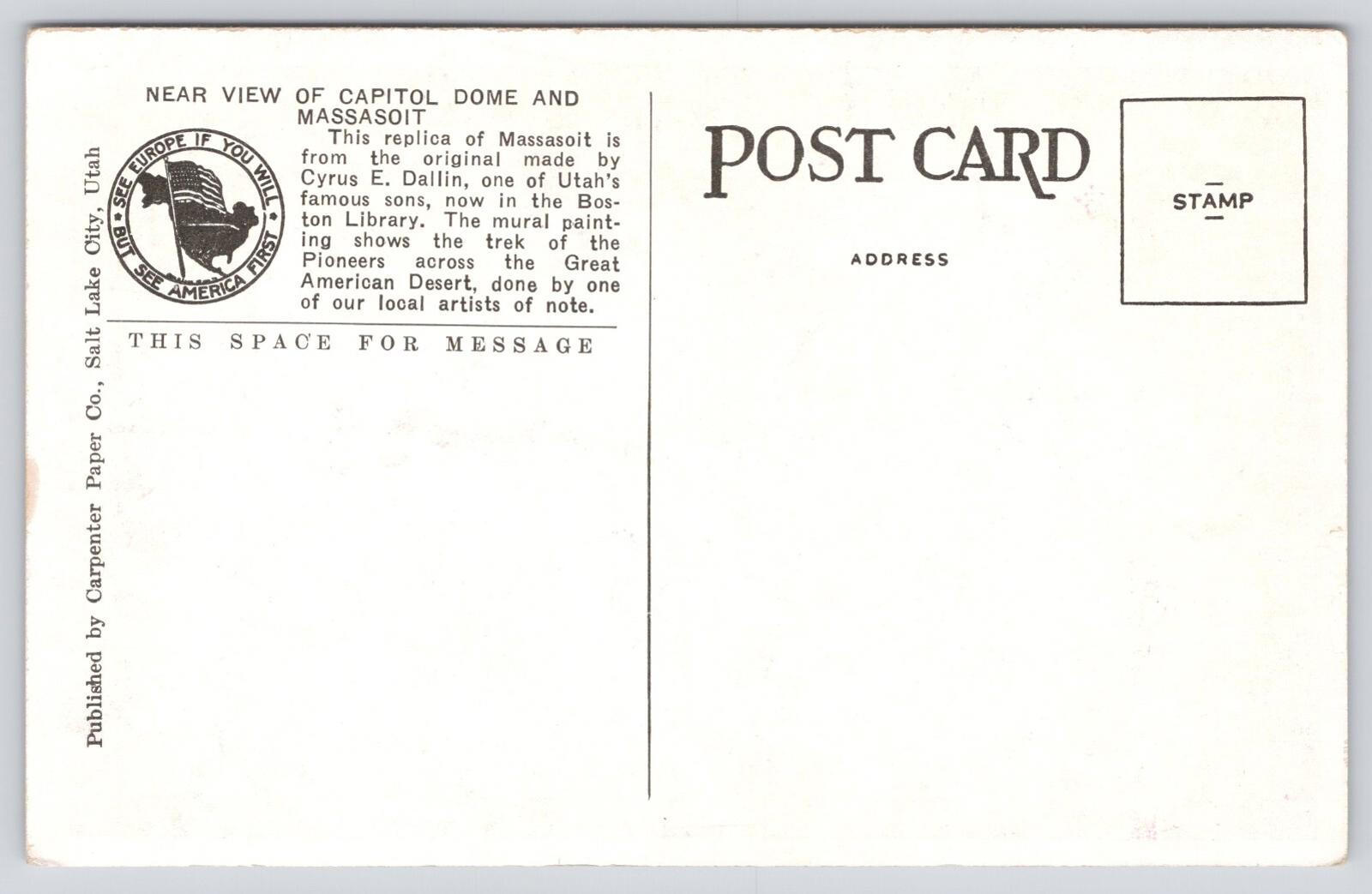 Postcard Interior Utah State Capitol Salt Lake City 15574 White Border Carpenter