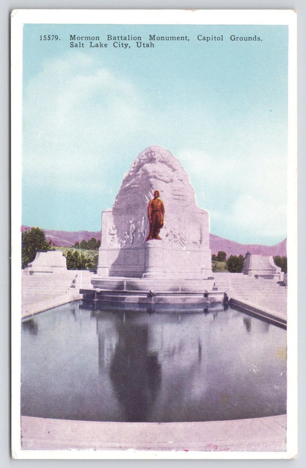 Postcard Mormon Battalion Monument Capital Grounds Salt Lake City Utah UNP 15579
