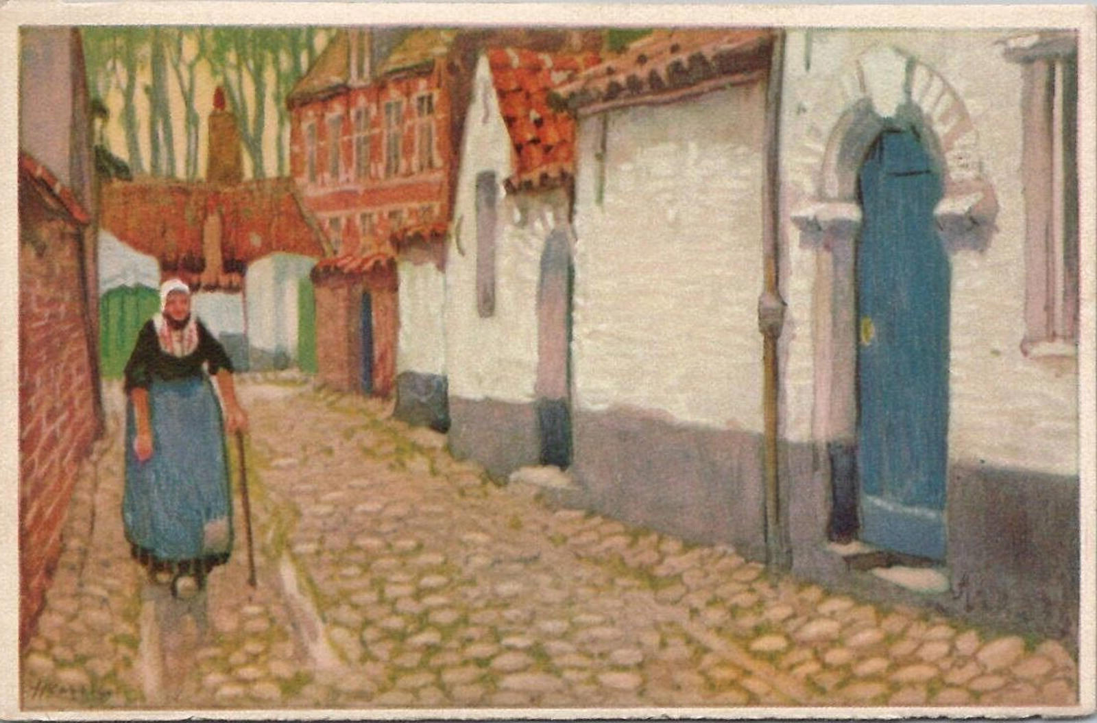 Red Star Line Postcard Signed H Cassiers A Quaint Corner in Bruges Belgium UNP
