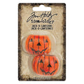 TH94439 Tim Holtz idea-ology Halloween Jack-O-Lantern 2 Miniature Resin Pumpkins