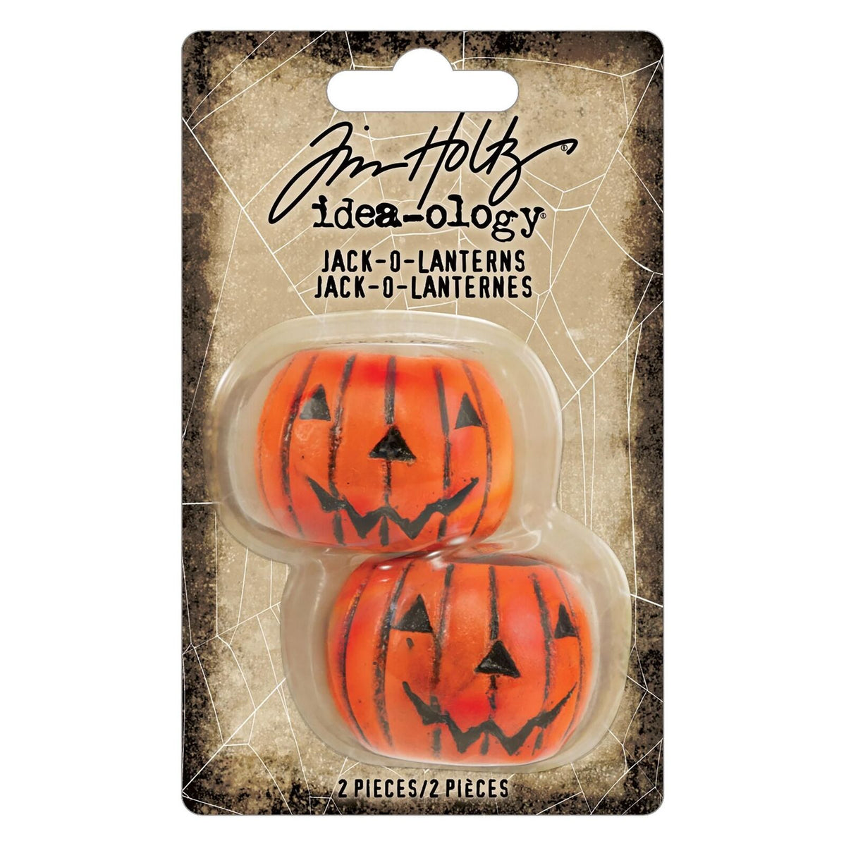 TH94439 Tim Holtz idea-ology Halloween Jack-O-Lantern 2 Miniature Resin Pumpkins