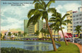 Lake Pancoast and Collins Ave Miami Beach Florida Linen Postcard 1960s unposted