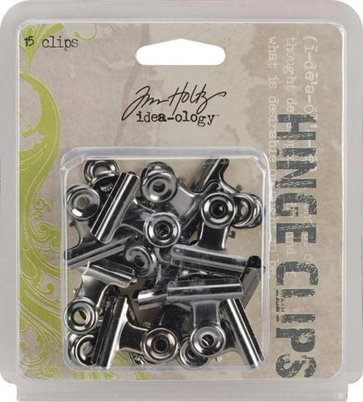TH92692 Tim Holtz Advantus Idea-Ology Metal Hinge Clips 1" 15/Pkg-Antique Nickel
