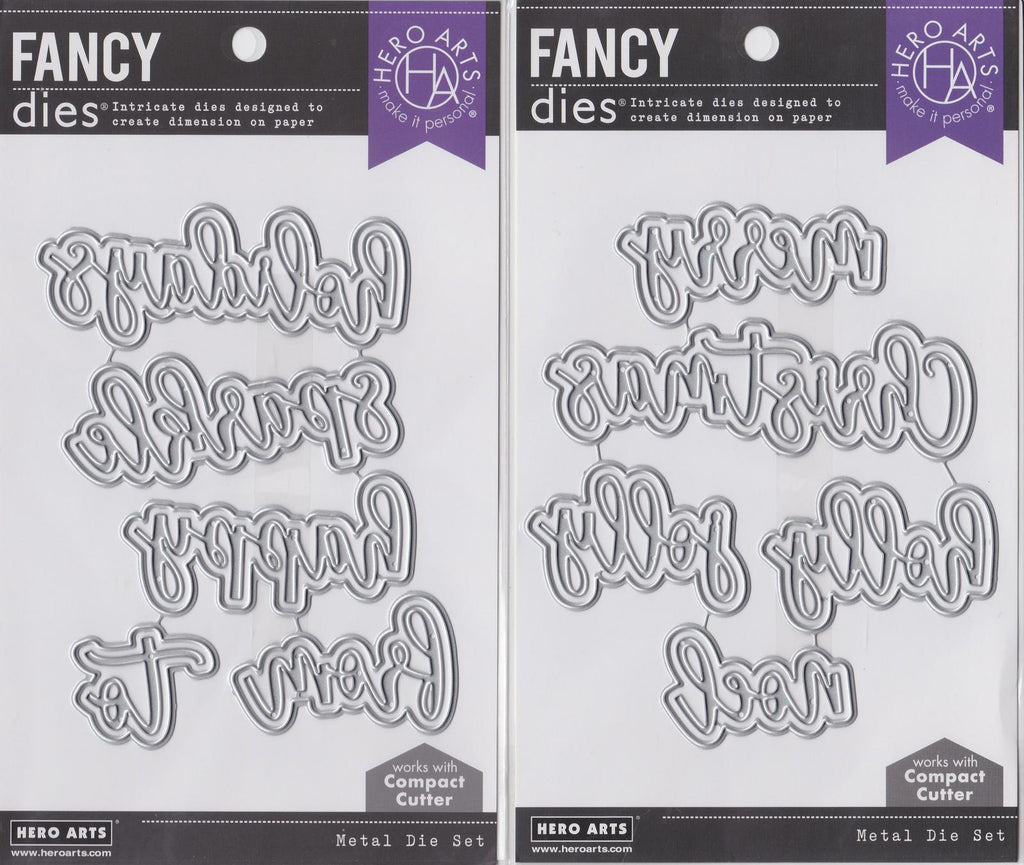 Lot of 2: DF092 Christmas Words & DF090 Holiday Words Fancy Dies Hero Arts Meta
