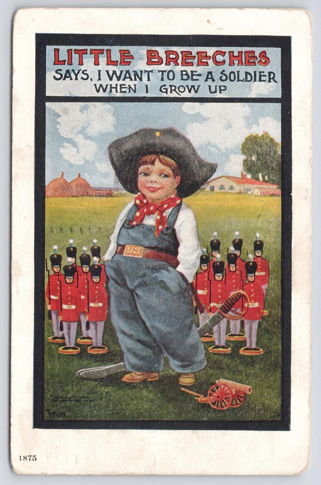 Postcard Little Breeches Says I Want To Be A Soldier When I Grow Up 1909 Ullman