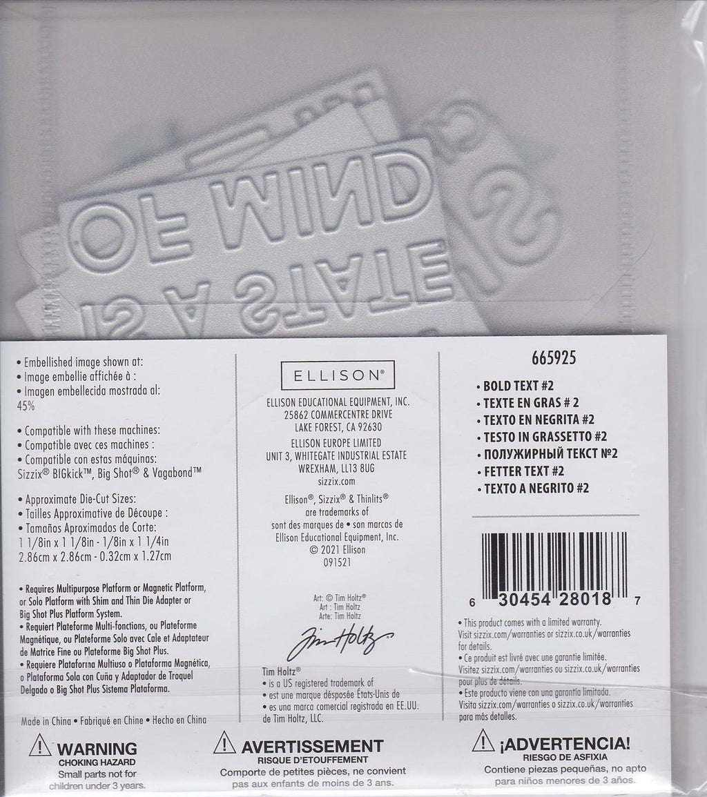 Sixxiz Thinlits Tim Holtz 665925 Bold Text #2 NIP 630454280187