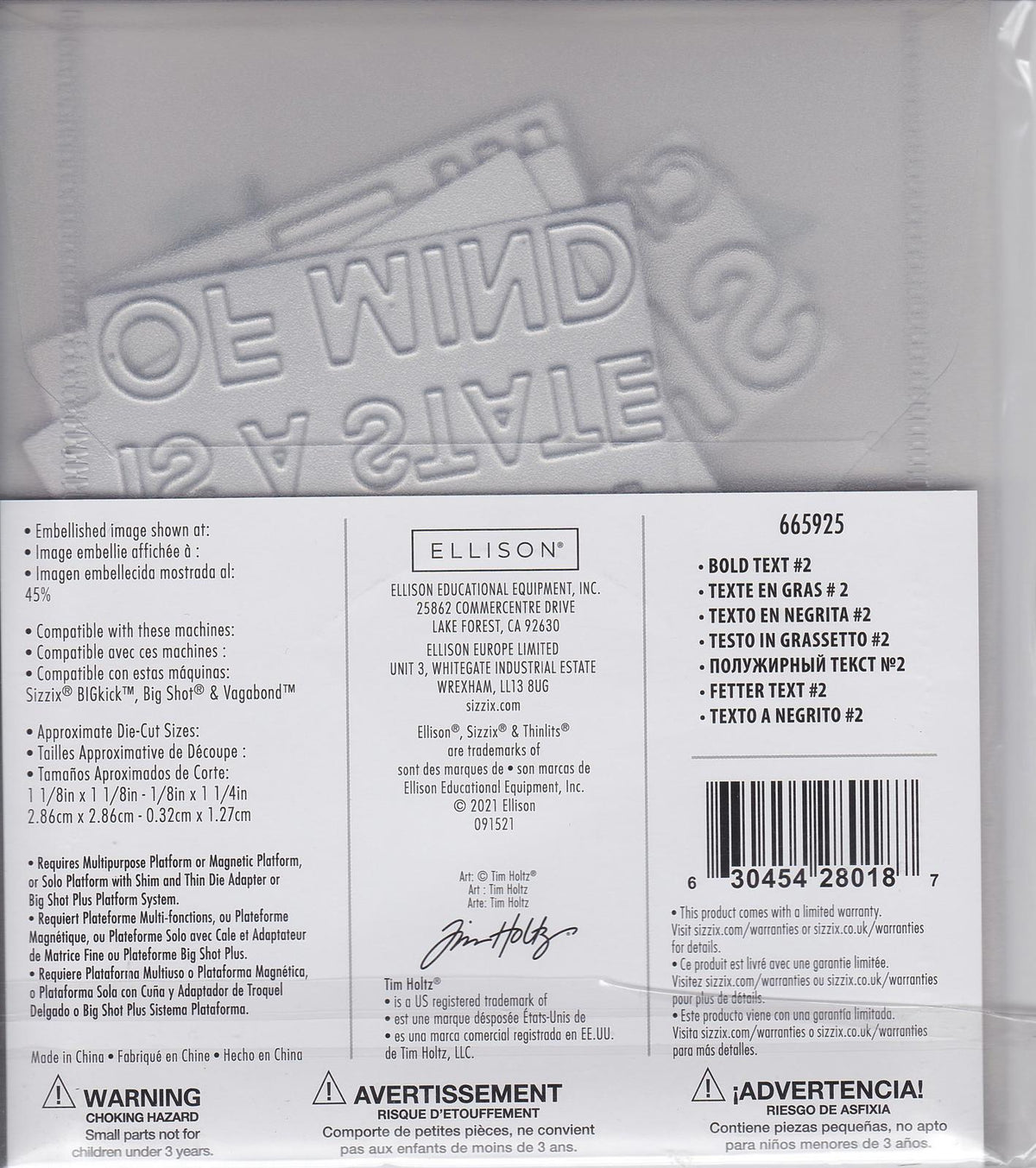 Sixxiz Thinlits Tim Holtz 665925 Bold Text #2 NIP 630454280187
