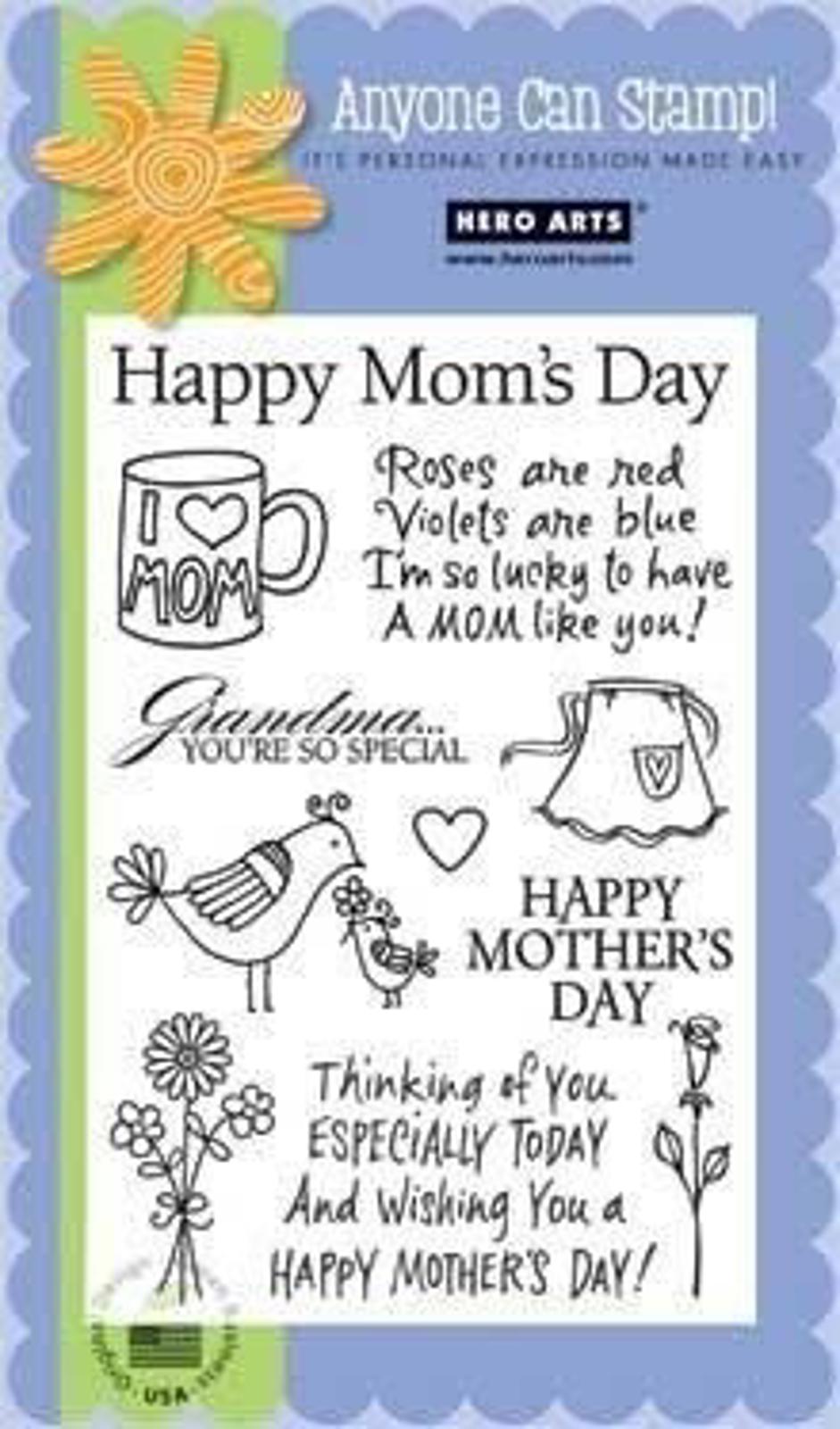 CL334 Hero Arts Happy Mom's Day Stamp Set, Clear