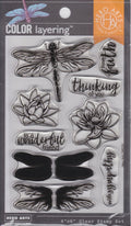 CM326 Color Layering Dragonfly 4"x6" Clear Stamp Set Hero Arts NIP 085700920360