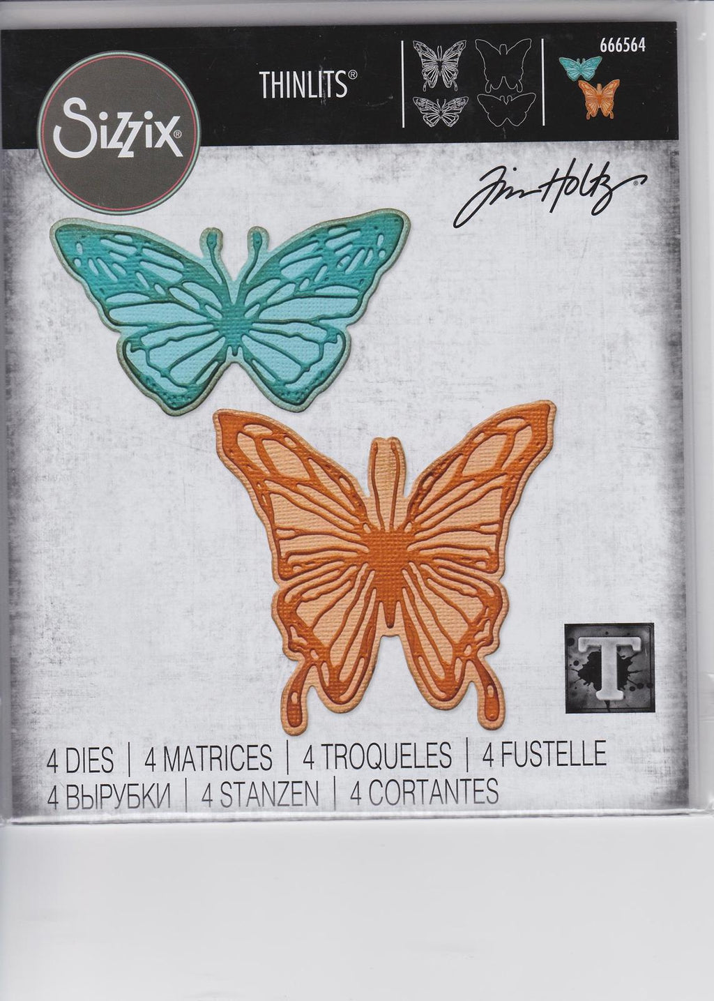 Sixxiz Thinlits Tim Holtz  666564 Vault Scribbly Butterfly NIP 630454288466