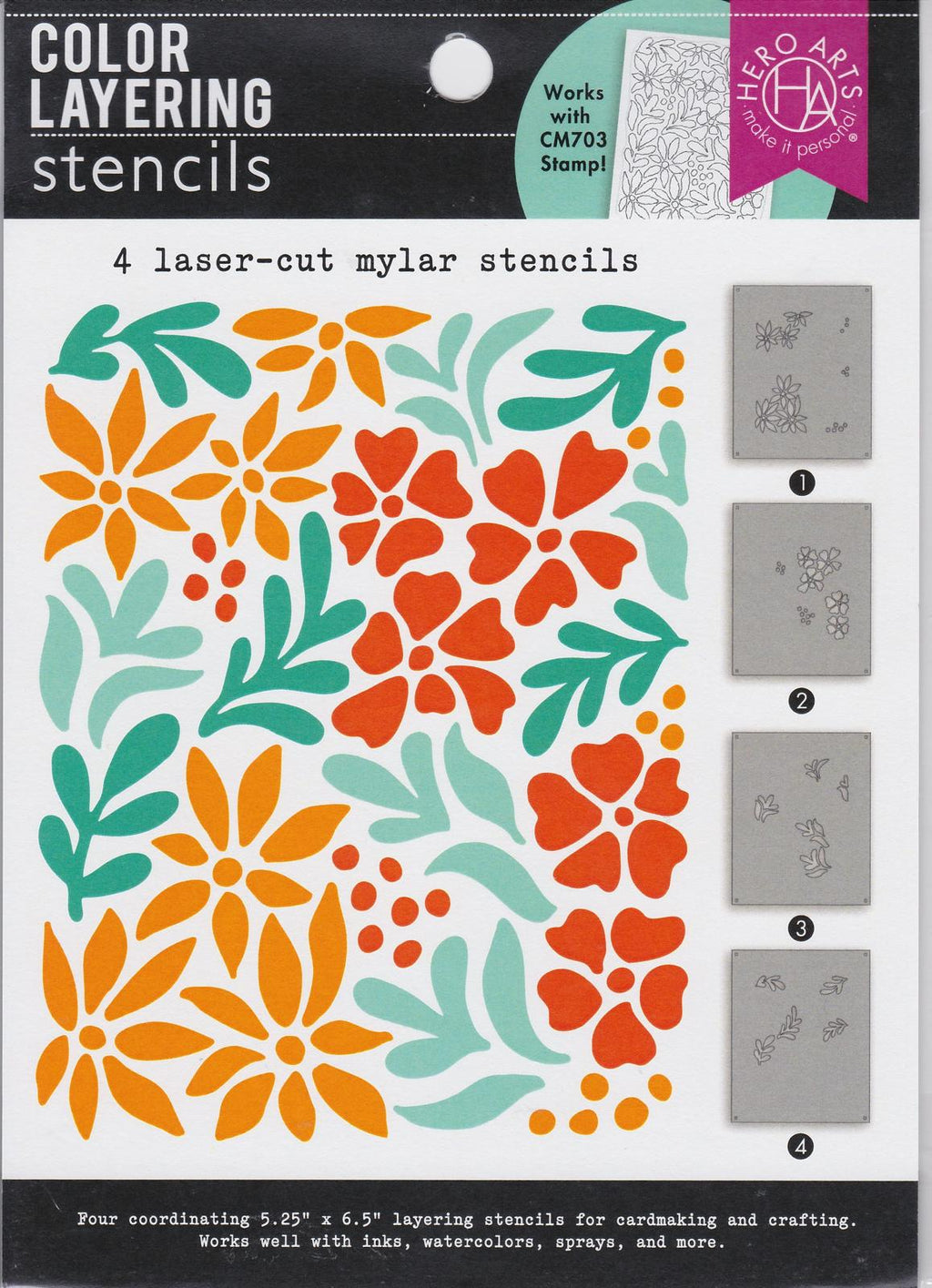 SA239 Day Flowers Stencils Color Layering Hero Arts 085700941556