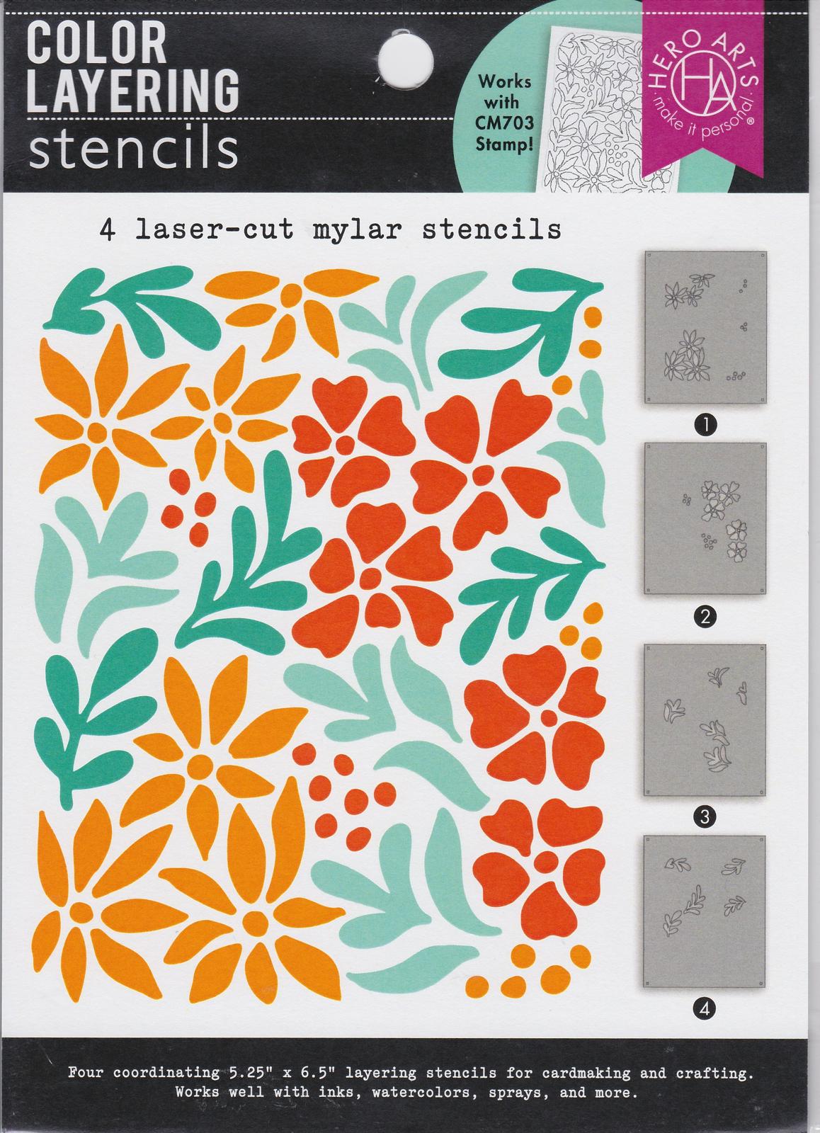 SA239 Day Flowers Stencils Color Layering Hero Arts 085700941556