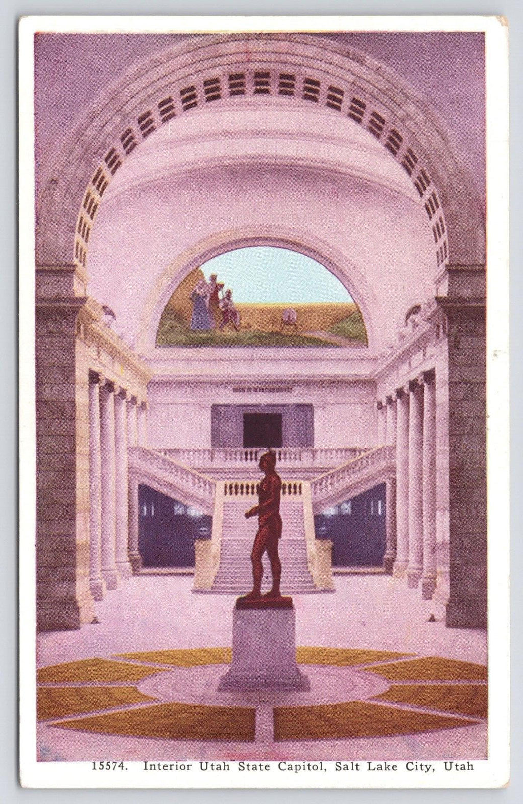 Postcard Interior Utah State Capitol Salt Lake City 15574 White Border Carpenter