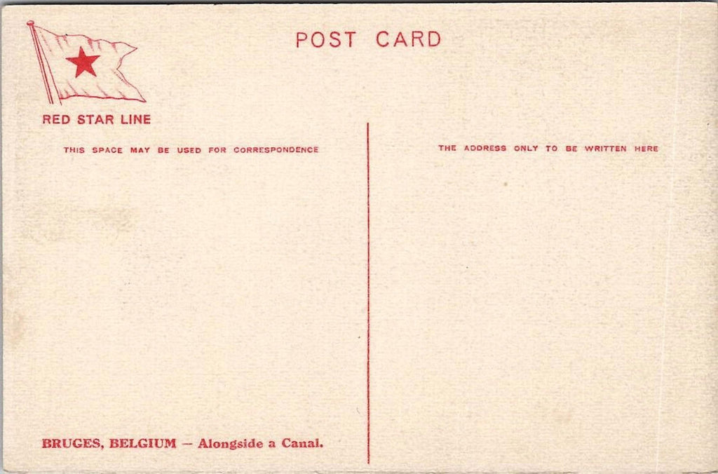 Red Star Line Postcard Signed H Cassiers Alongside A Canal Bruges Belgium UNP