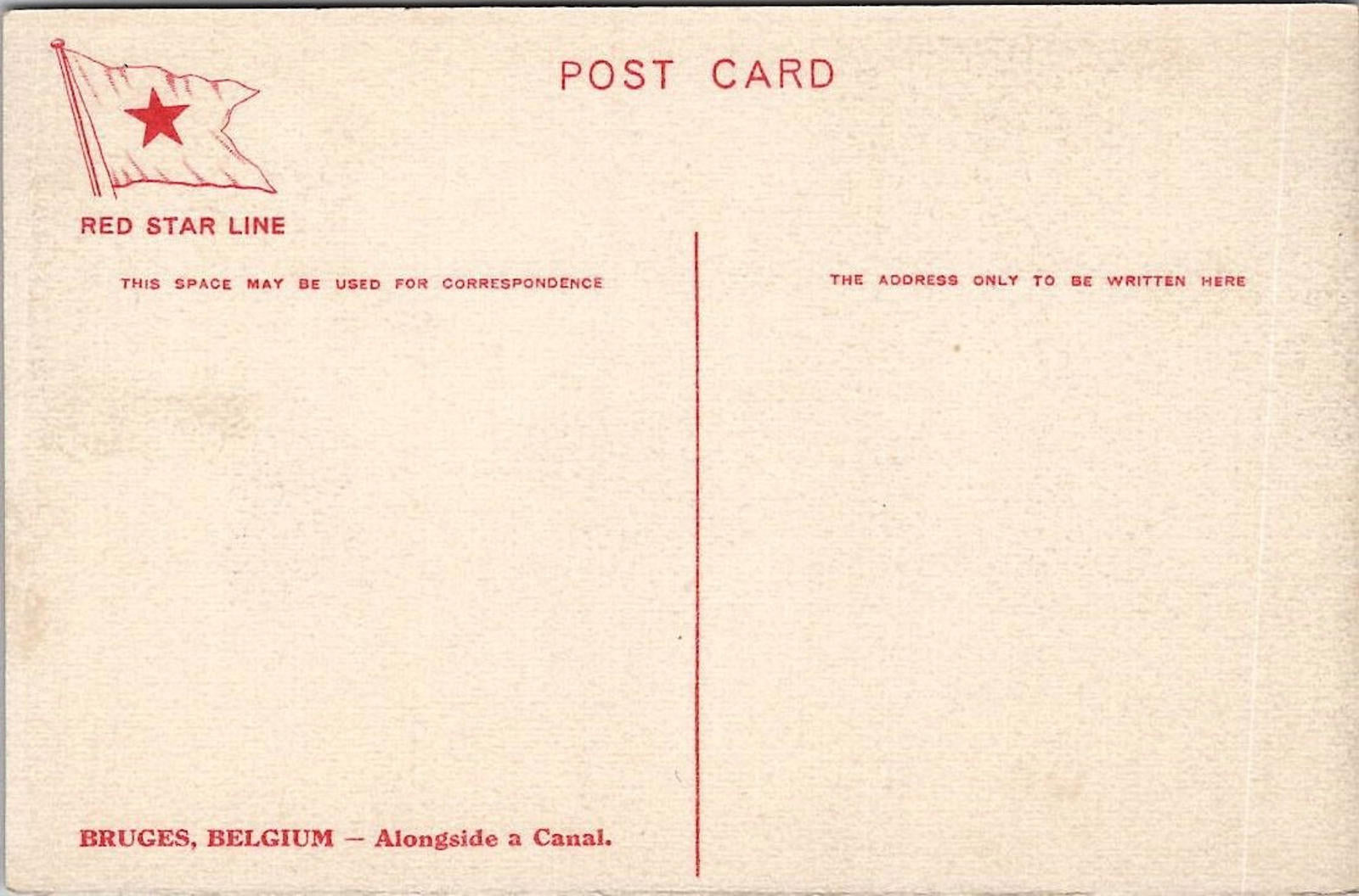 Red Star Line Postcard Signed H Cassiers Alongside A Canal Bruges Belgium UNP