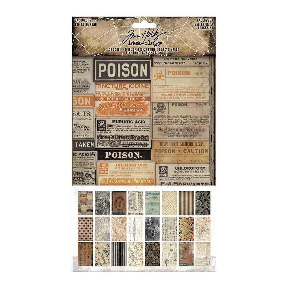 TH94433 Tim Holtz idea-ology Halloween Backdrops Eclectic Collection 24 Sheets