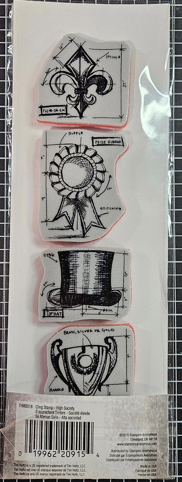 Tim Holtz Mini Blueprints Strip High Society Cling Rubber Stamps THMB018
