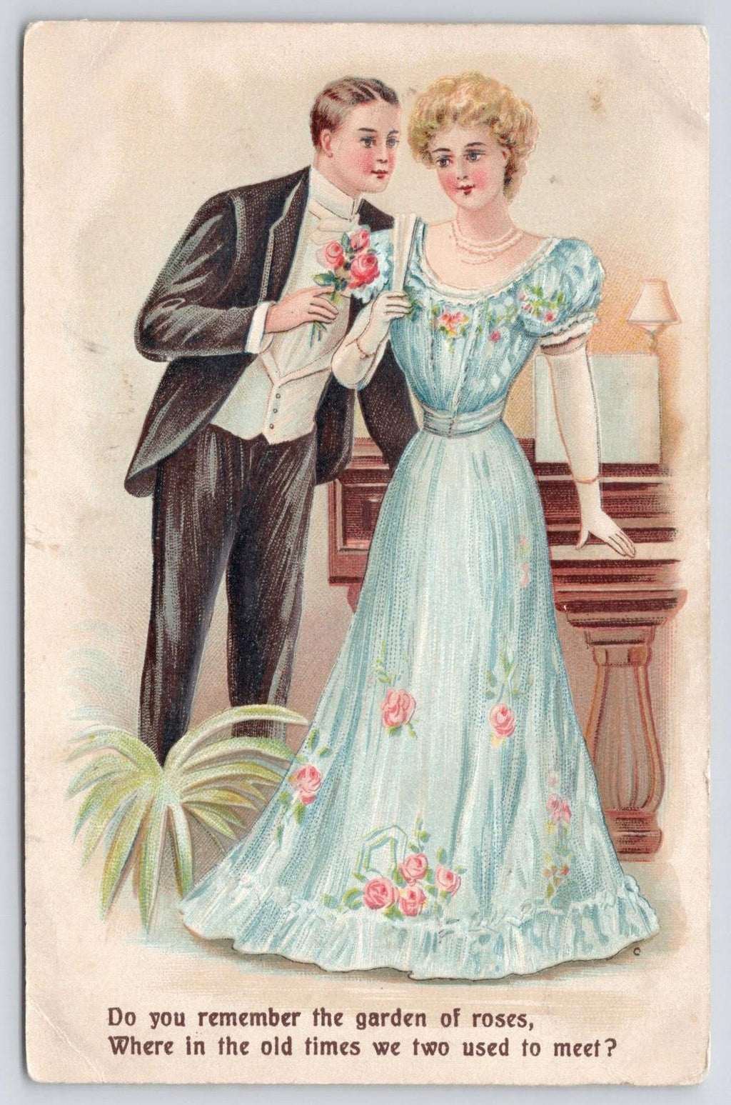 Postcard Do You Remember The Garden of Roses PM West Bend Jun 23 1909